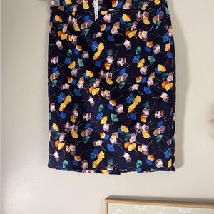 The Limited Navy Pencil Skirt with Multicolor Abstract Floral Print